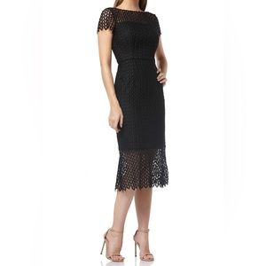 Kay Unger Tatum Floral Lace Midi Dress black size 6